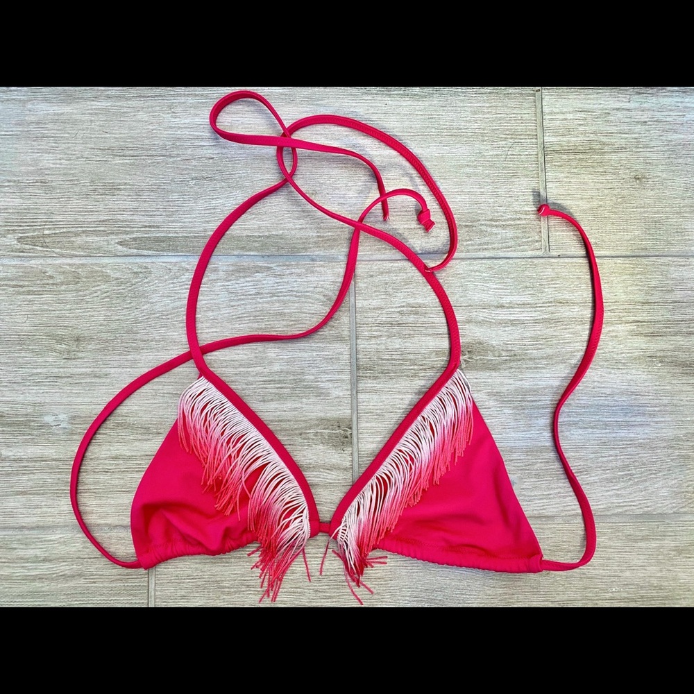 Victoria’s Secret pink fringe bikini top